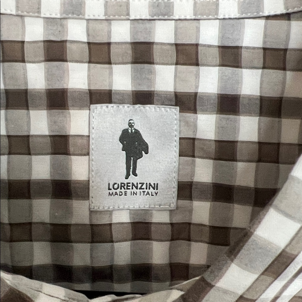 Lorenzini Classic Brown and White Checkered Men's Shirt XL - Picture 2 of 6